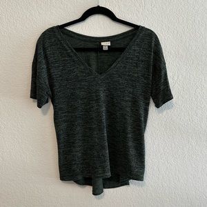 A New Day Marled Green Short Sleeve V Neck T Shirt